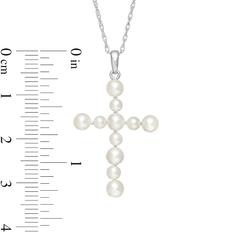 3.0-4.0mm Cultured Freshwater Pearl Cross Pendant in 10K White Gold