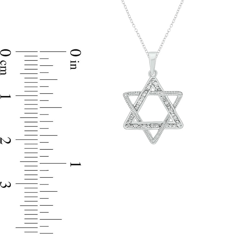 Natural Diamond Accent Star of David Antique Vintage-Style Pendant in Sterling Silver