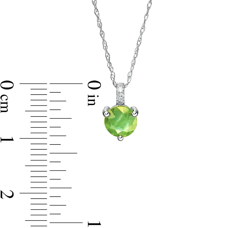 6.0mm Peridot and Natural Diamond Accent Drop Pendant in 10K White Gold