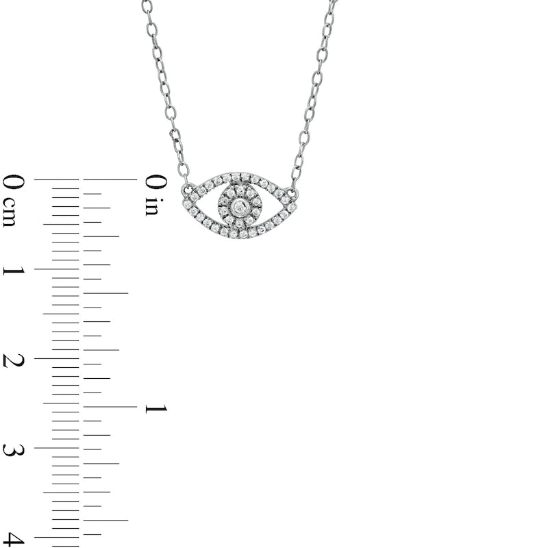 0.13 CT. T.W. Natural Diamond Evil Eye Necklace in 10K White Gold