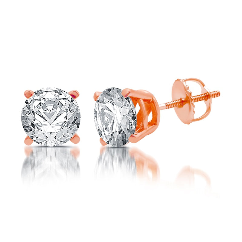 1 CT. T.W. Diamond Solitaire Stud Earrings in 14K Rose Gold (J/I3)