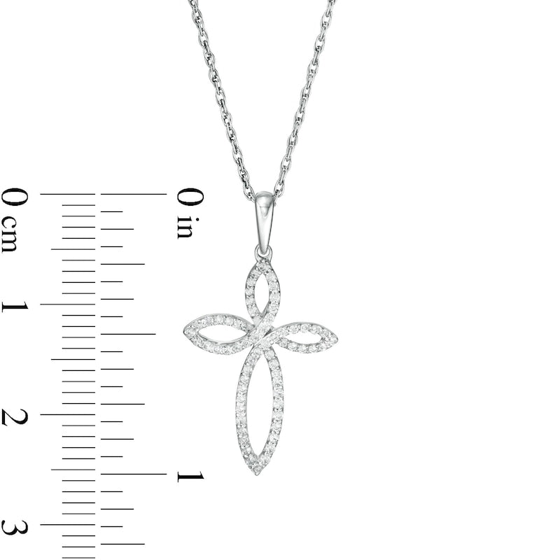 0.2 CT. T.W. Natural Diamond Loop Cross Pendant in Sterling Silver