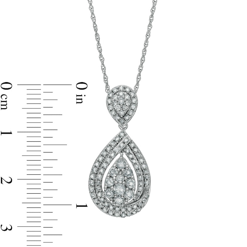 1 CT. T.W. Composite Natural Diamond Teardrop Pendant in 10K White Gold