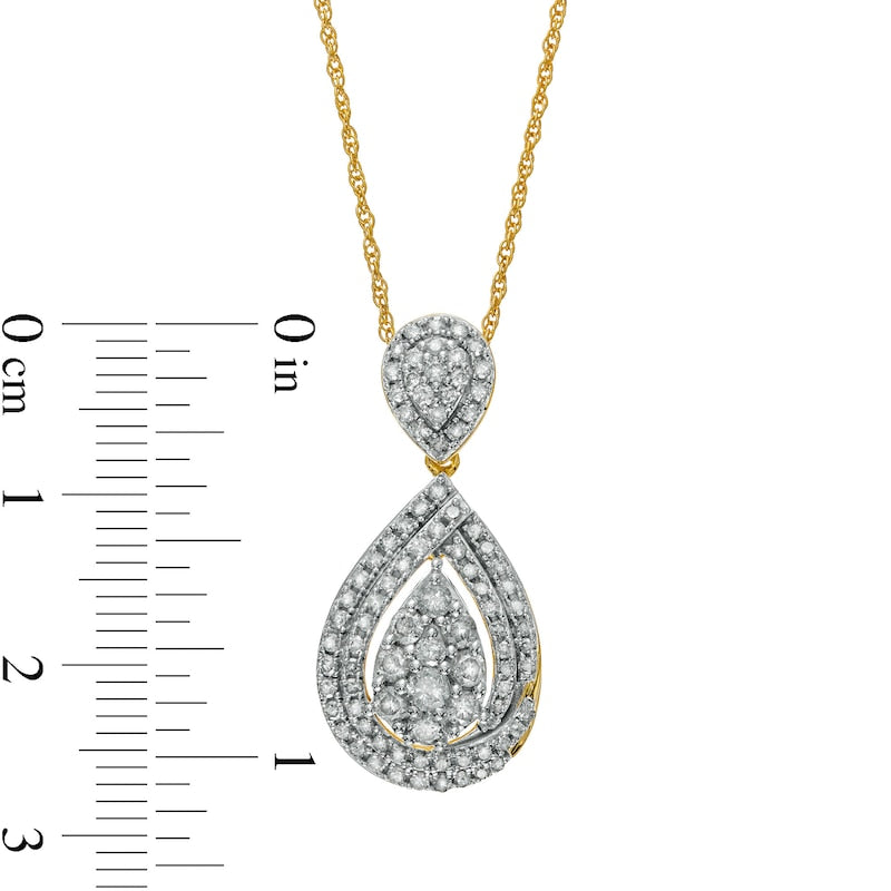 1 CT. T.W. Composite Natural Diamond Teardrop Pendant in 10K Yellow Gold