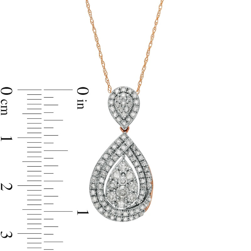 1 CT. T.W. Composite Natural Diamond Teardrop Pendant in 10K Rose Gold