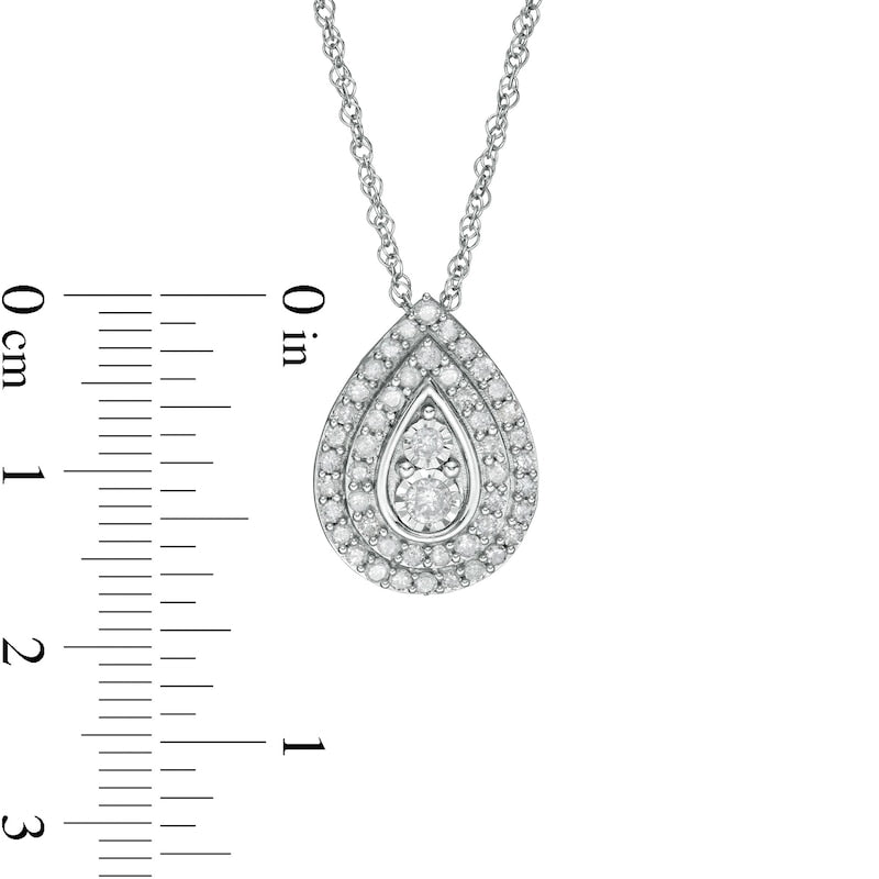 0.63 CT. T.W. Natural Diamond Double Row Teardrop Frame Pendant in 10K White Gold