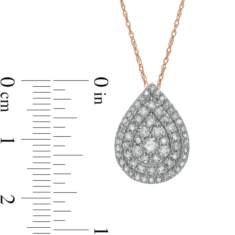 0.75 CT. T.W. Composite Natural Diamond Teardrop Pendant in 10K Rose Gold