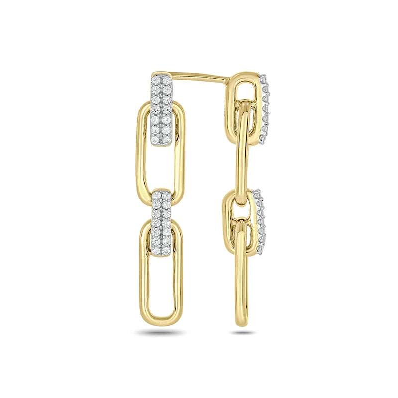 0.25 CT. T.W. Diamond Oval Link Double Row Drop Earrings in 10K Gold