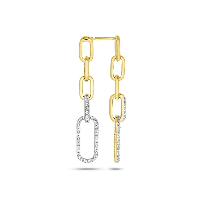 0.25 CT. T.W. Diamond Oval Link Drop Earrings in 10K Gold