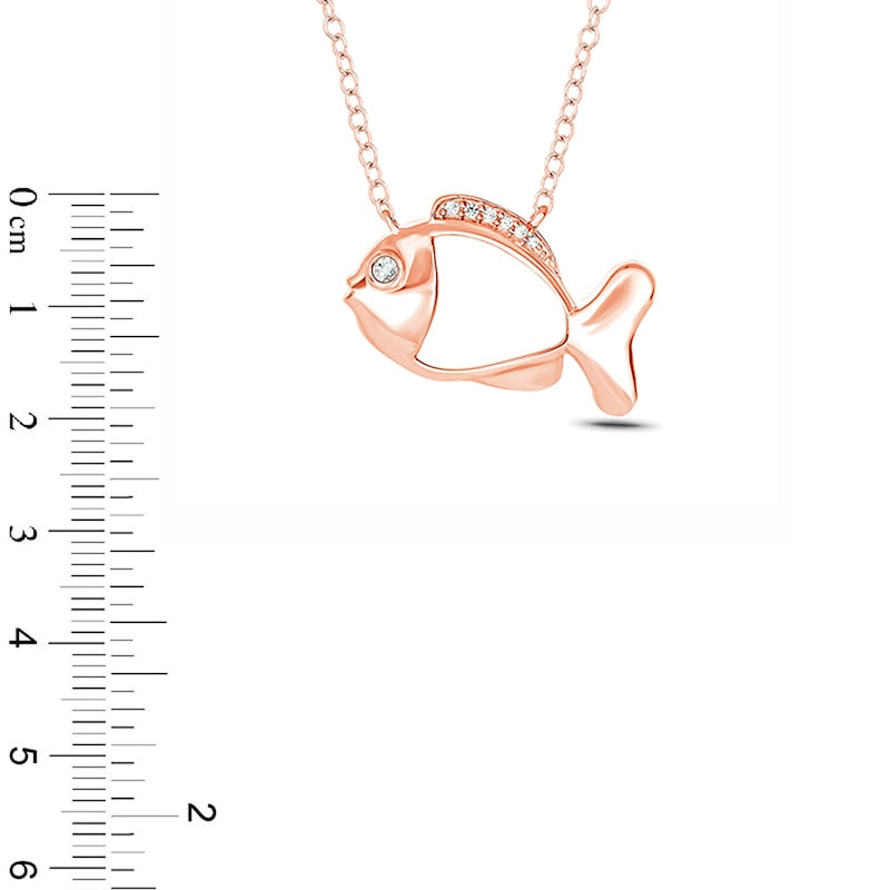 0.05 CT. T.W. Natural Diamond Fish Pendant in Sterling Silver with 14K Rose Gold Plate