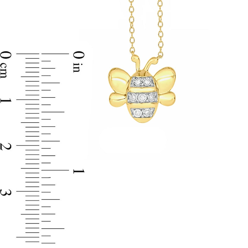 0.05 CT. T.W. Natural Diamond Bumblebee Necklace in Sterling Silver with 14K Gold Plate