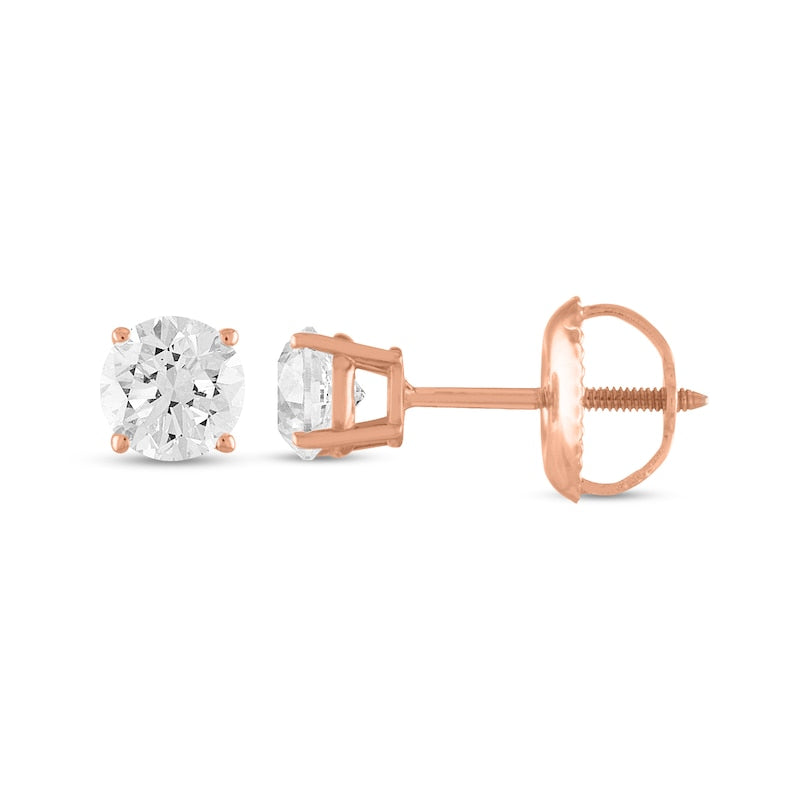 0.25 CT. T.W. Certified Diamond Stud Earrings in 14K Rose Gold (I/I1)