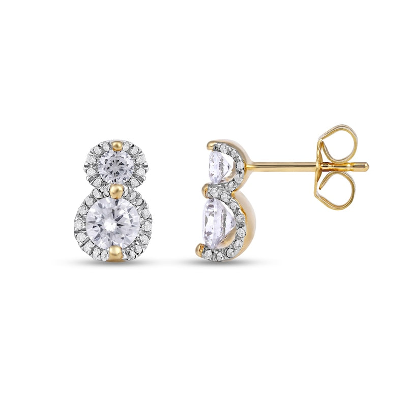 1 CT. T.W. Diamond Frame Double Drop Earrings in 10K Gold