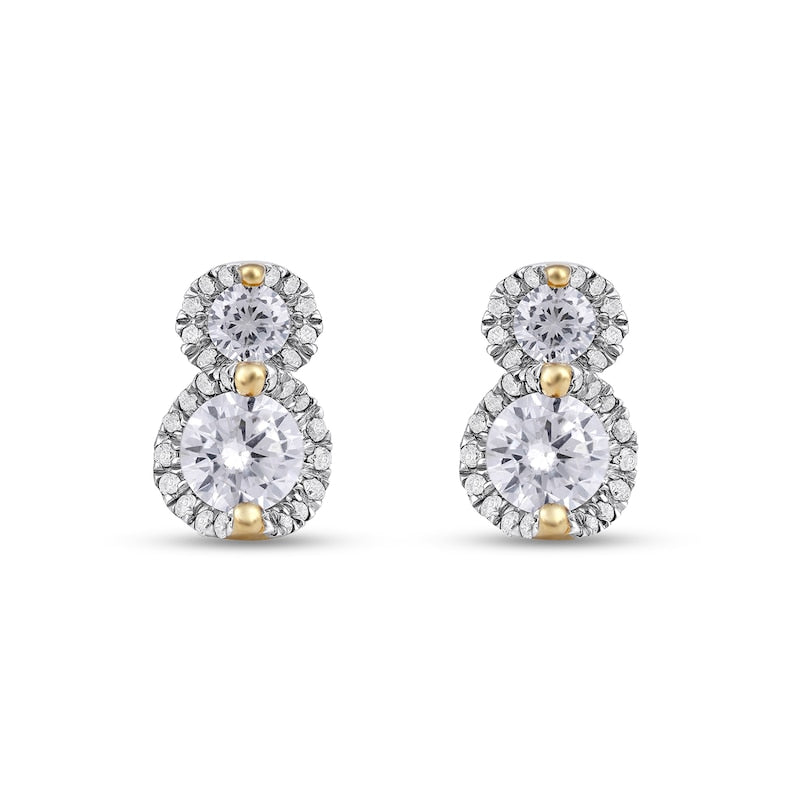 1 CT. T.W. Diamond Frame Double Drop Earrings in 10K Gold