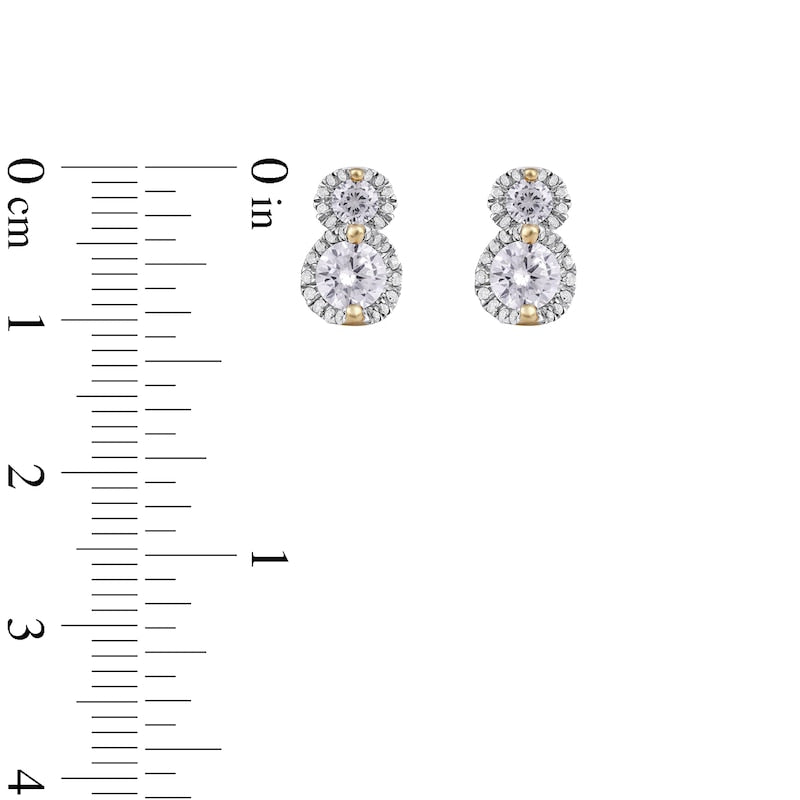 1 CT. T.W. Diamond Frame Double Drop Earrings in 10K Gold