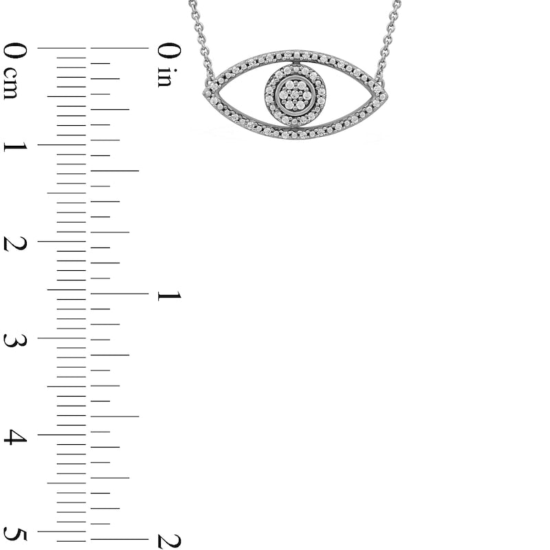 0.1 CT. T.W. Natural Diamond Beaded Evil Eye Necklace in 10K White Gold