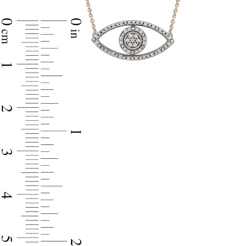 0.1 CT. T.W. Natural Diamond Beaded Evil Eye Necklace in 10K Yellow Gold