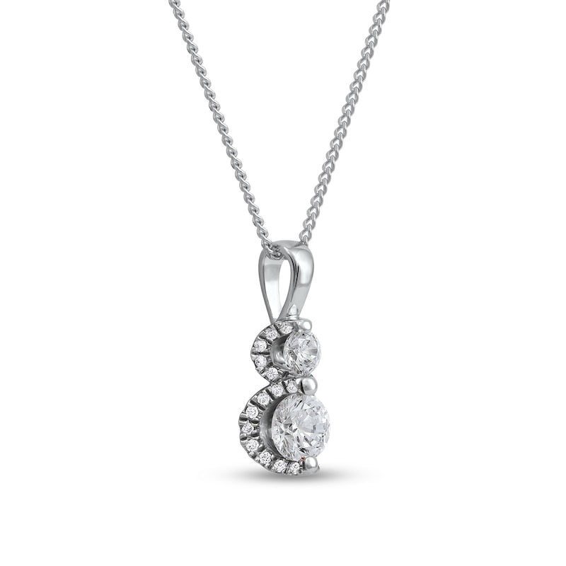 0.5 CT. T.W. Natural Diamond Frame Double Drop Pendant in 10K White Gold