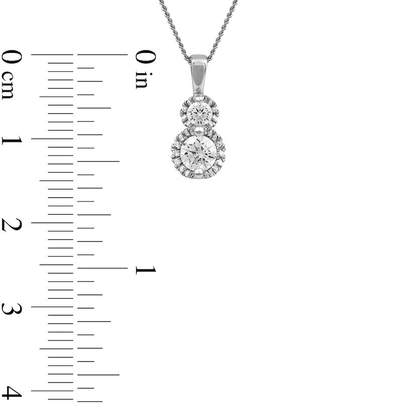 0.5 CT. T.W. Natural Diamond Frame Double Drop Pendant in 10K White Gold