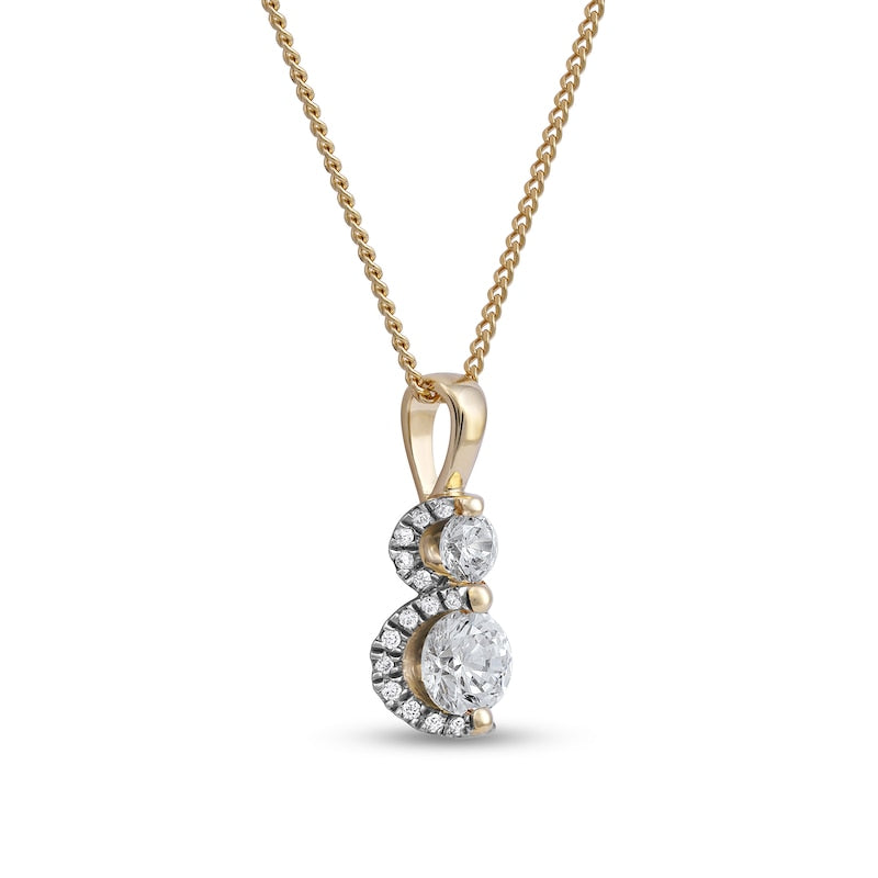 0.5 CT. T.W. Natural Diamond Frame Double Drop Pendant in 10K Yellow Gold