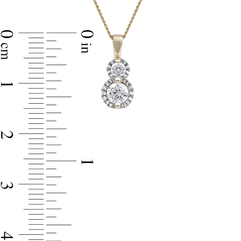 0.5 CT. T.W. Natural Diamond Frame Double Drop Pendant in 10K Yellow Gold