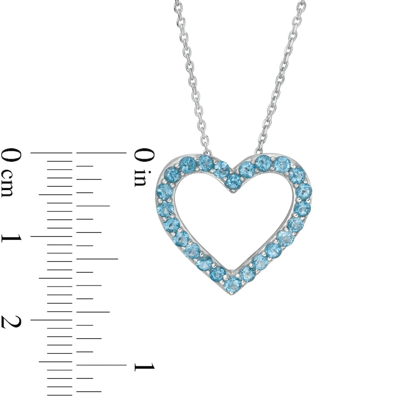 Swiss Blue Topaz Adjustable Heart Pendant in Sterling Silver