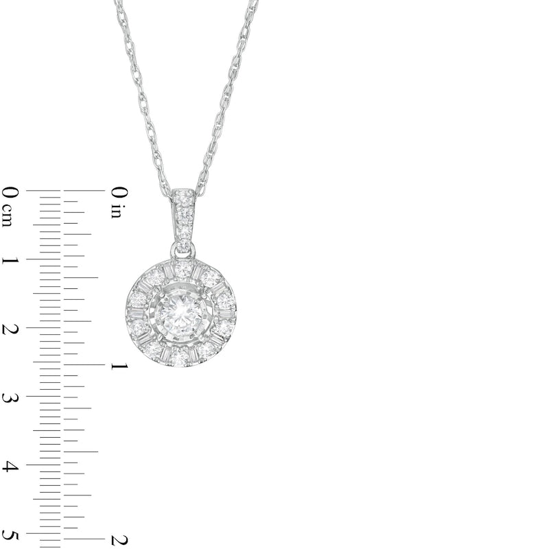 0.5 CT. T.W. Baguette and Round Natural Diamond Frame Pendant in 10K White Gold