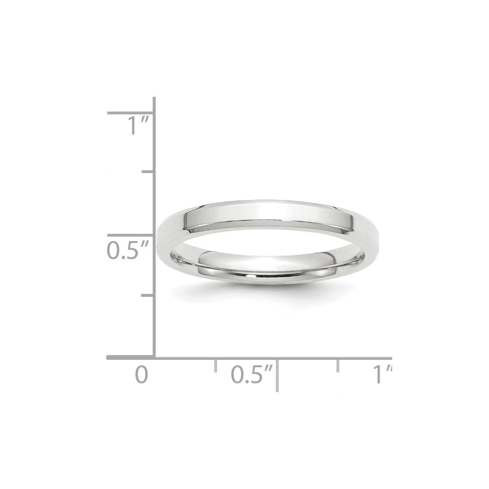 Solid 18K White Gold 3mm Bevel Edge Comfort Fit Men's/Women's Wedding Band Ring Size 11.5