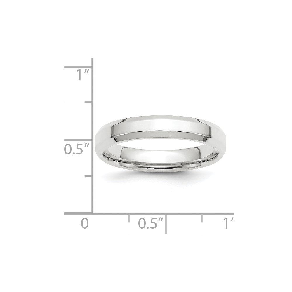 Solid 18K White Gold 4mm Bevel Edge Comfort Fit Men's/Women's Wedding Band Ring Size 4