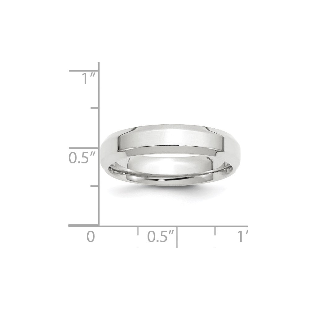 Solid 18K White Gold 5mm Bevel Edge Comfort Fit Men's/Women's Wedding Band Ring Size 10.5