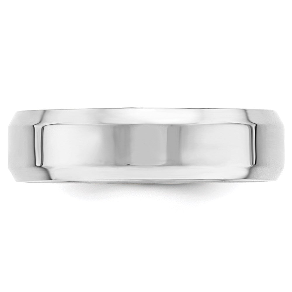 Solid 18K White Gold 6mm Bevel Edge Comfort Fit Men's/Women's Wedding Band Ring Size 5.5