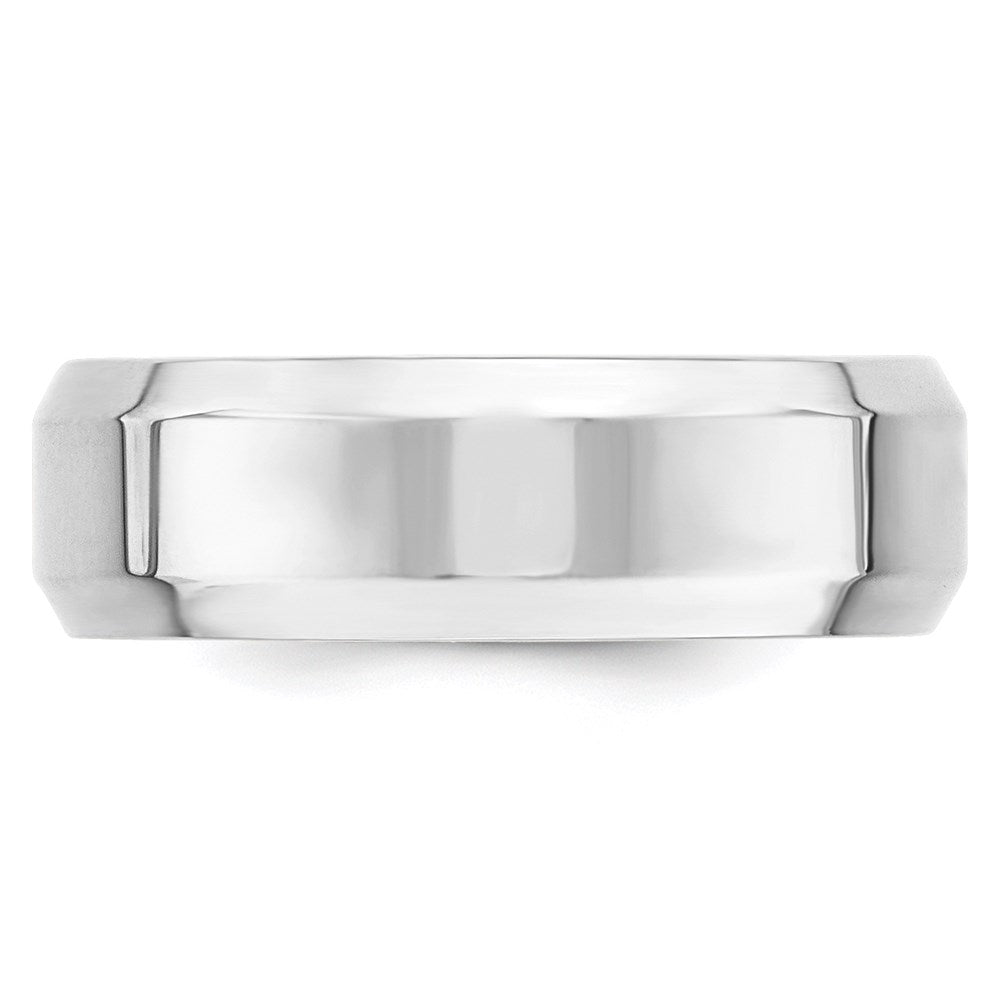 Solid 18K White Gold 7mm Bevel Edge Comfort Fit Men's/Women's Wedding Band Ring Size 10