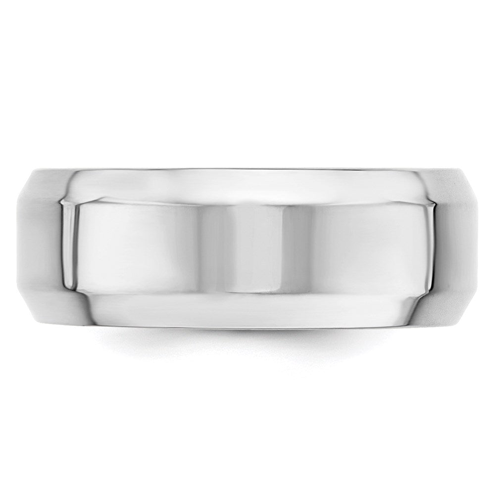 Solid 18K White Gold 8mm Bevel Edge Comfort Fit Men's/Women's Wedding Band Ring Size 14