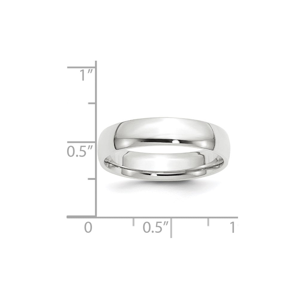 Solid 18K White Gold 5mm Light Weight Comfort Fit Men's/Women's Wedding Band Ring Size 14