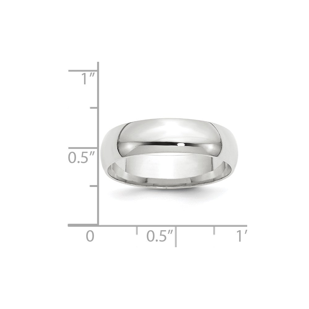 Solid 18K White Gold 6mm Light Weight Comfort Fit Men's/Women's Wedding Band Ring Size 11.5