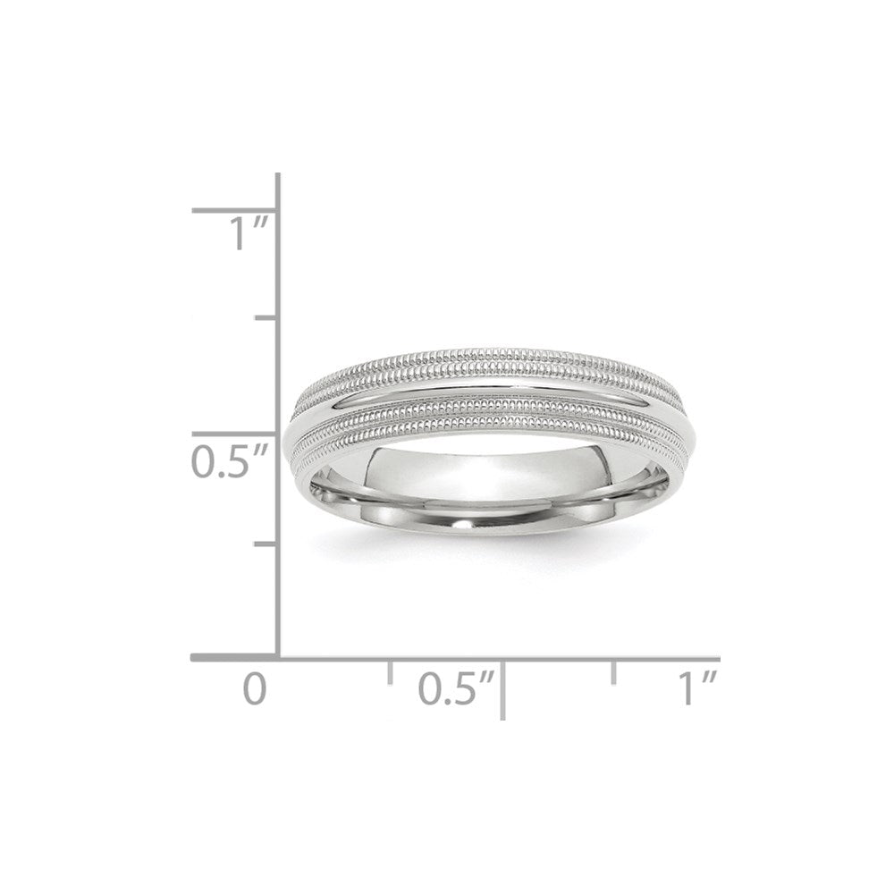 Solid 18K White Gold 5mm Double Milgrain Comfort Fit Men's/Women's Wedding Band Ring Size 5.5