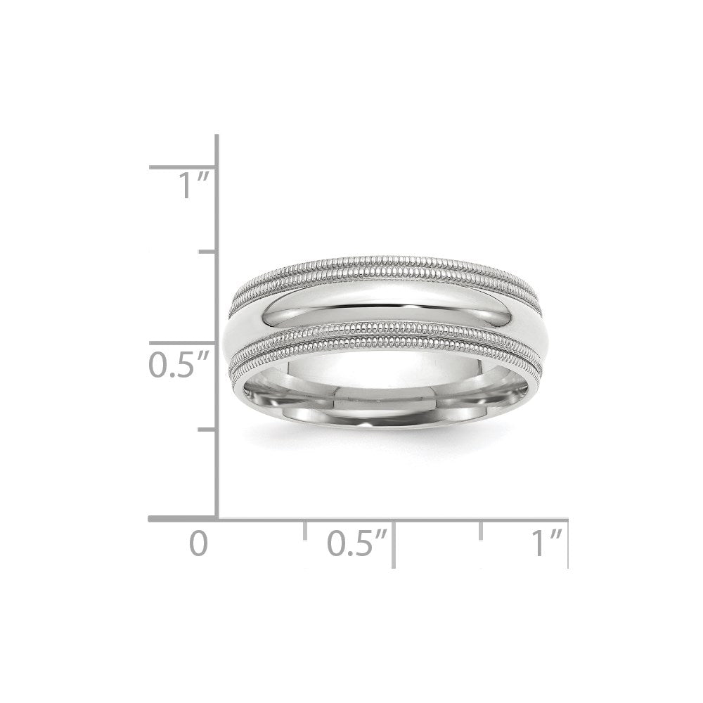 Solid 10K White Gold 7mm Double Milgrain Comfort Fit Men's/Women's Wedding Band Ring Size 5