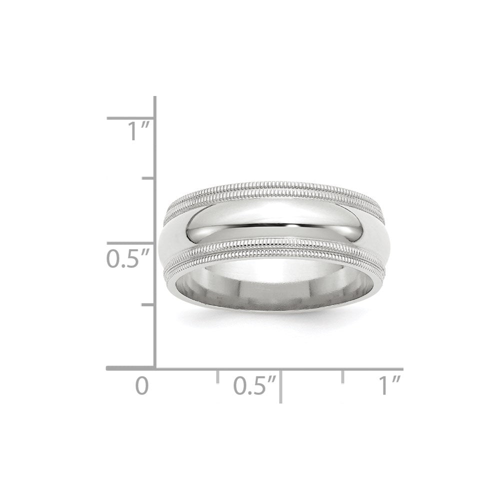 Solid 18K White Gold 8mm Double Milgrain Comfort Fit Men's/Women's Wedding Band Ring Size 12