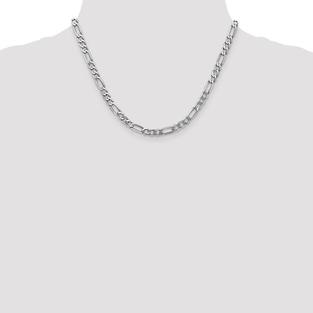 Solid 14K White Gold 18 inch 5.5mm Flat Figaro with Lobster Clasp Chain Necklace