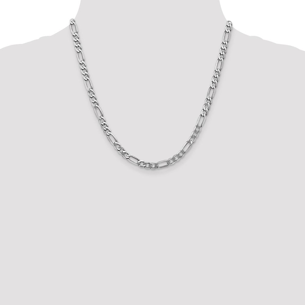 Solid 14K White Gold 20 inch 5.5mm Flat Figaro with Lobster Clasp Chain Necklace