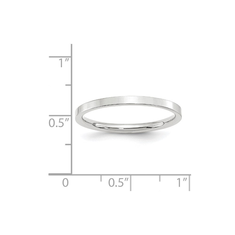 Solid 18K White Gold 2mm Standard Flat Comfort Fit Men's/Women's Wedding Band Ring Size 5.5