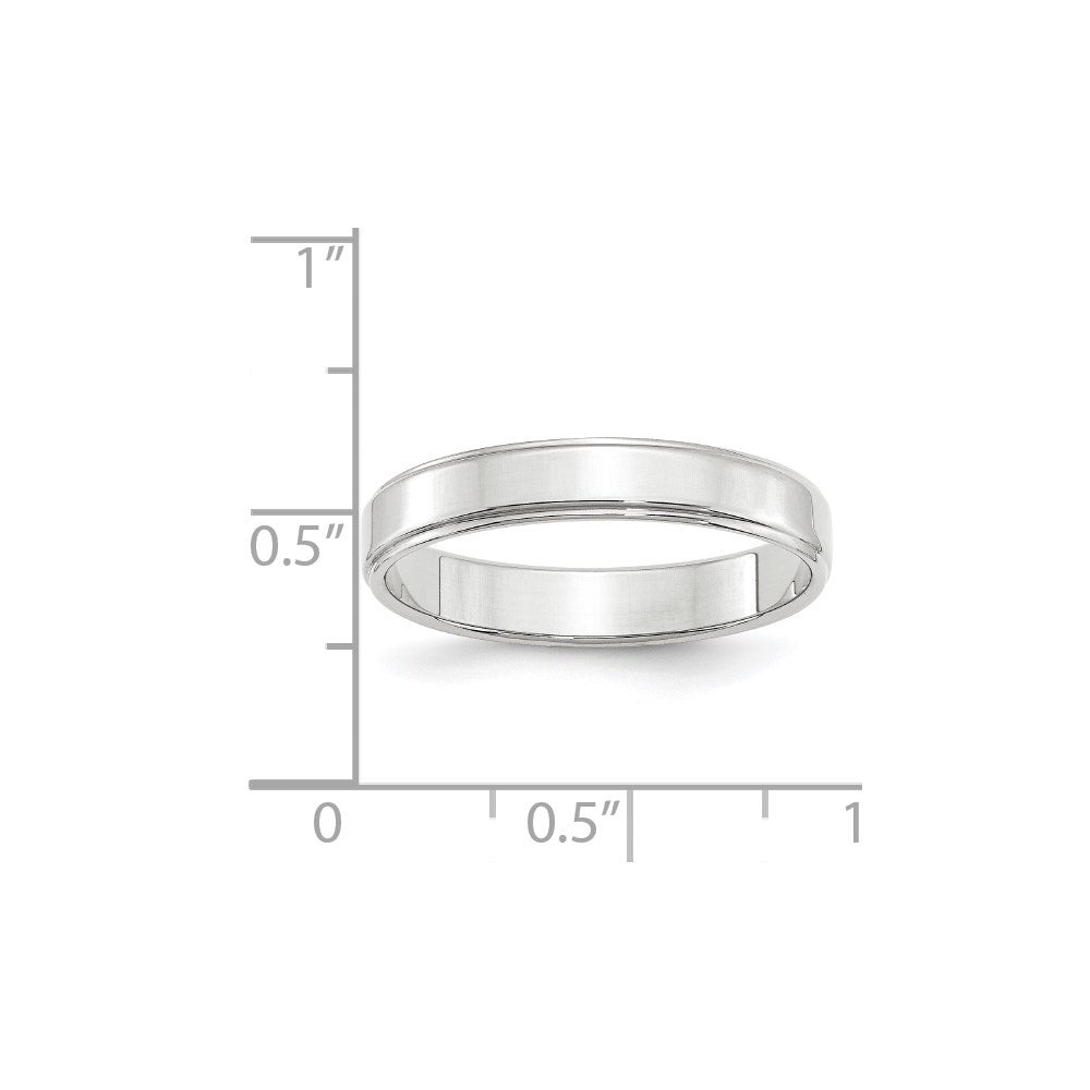 Solid 18K White Gold 4mm Flat with Step Edge Men's/Women's Wedding Band Ring Size 6