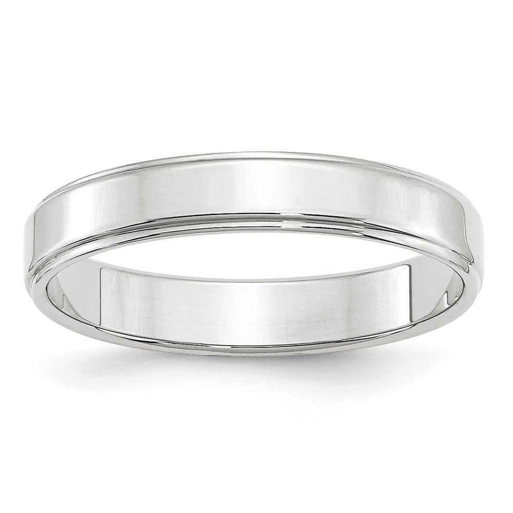 Solid 18K White Gold 4mm Flat with Step Edge Men's/Women's Wedding Band Ring Size 7