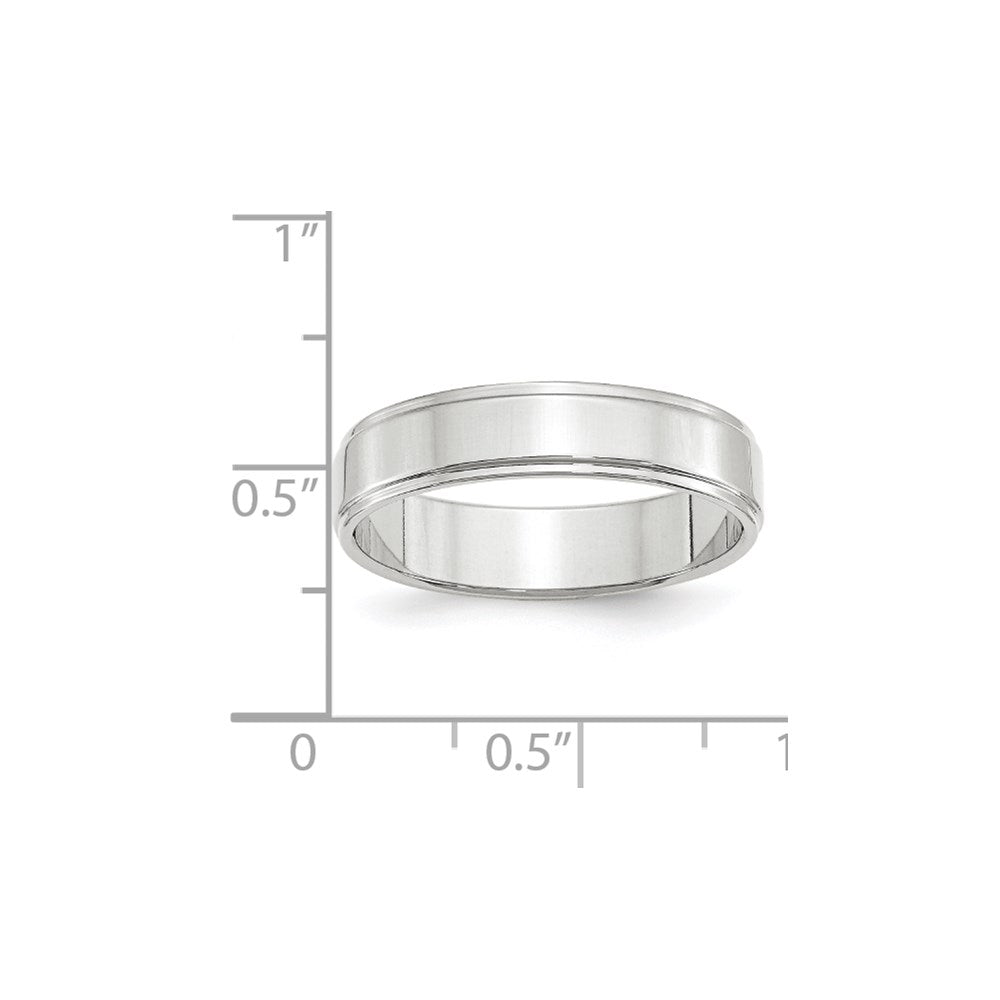 Solid 18K White Gold 5mm Flat with Step Edge Men's/Women's Wedding Band Ring Size 7