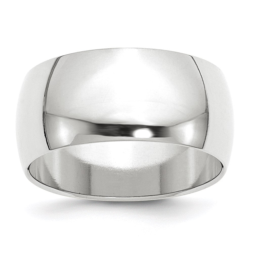 Solid 14K White Gold 10mm Half Round Men's/Women's Wedding Band Ring Size 5