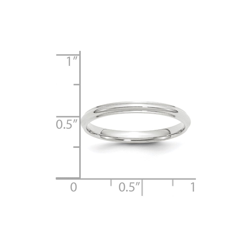 Solid 18K White Gold 2.5mm Half Round with Edge Men's/Women's Wedding Band Ring Size 11