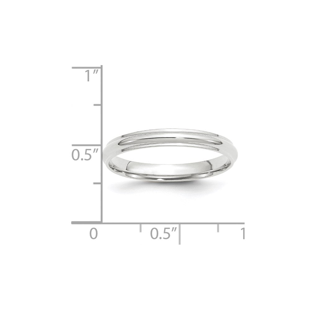 Solid 18K White Gold 3mm Half Round with Edge Men's/Women's Wedding Band Ring Size 6.5