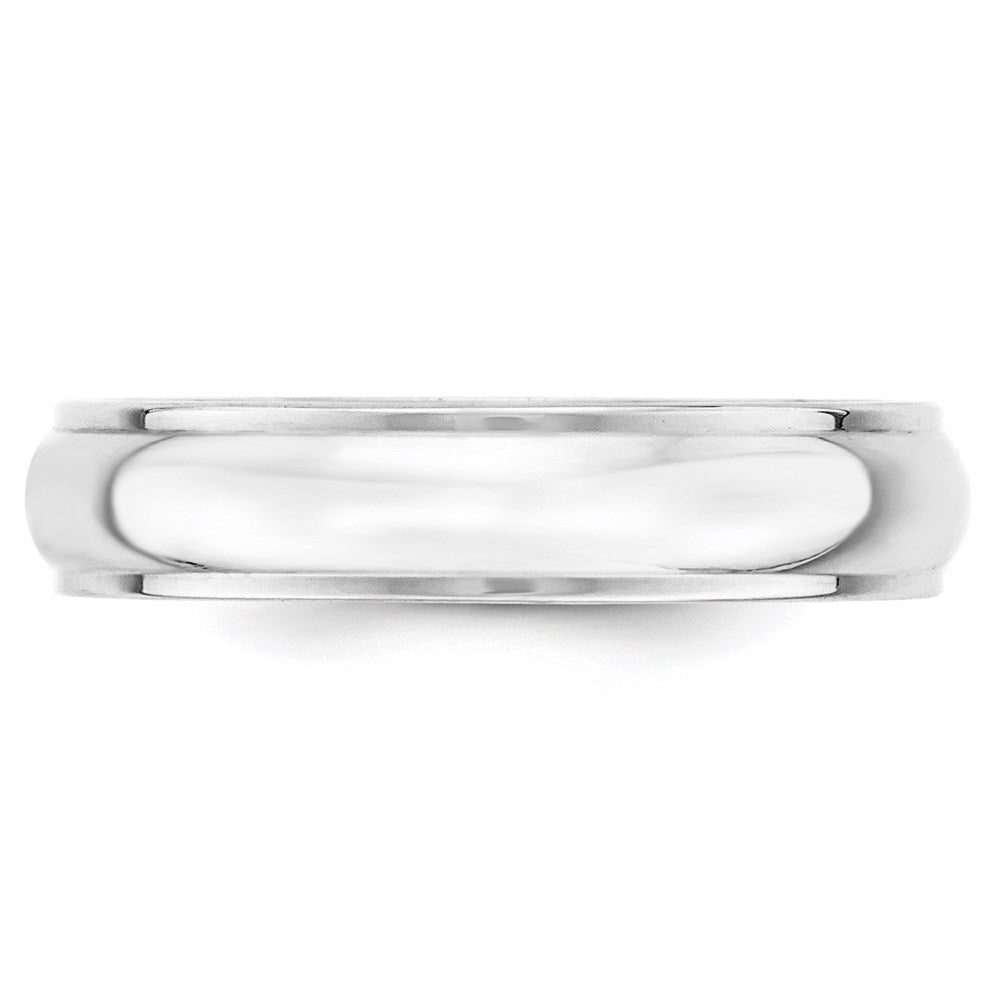 Solid 18K White Gold 5mm Half Round with Edge Men's/Women's Wedding Band Ring Size 6.5