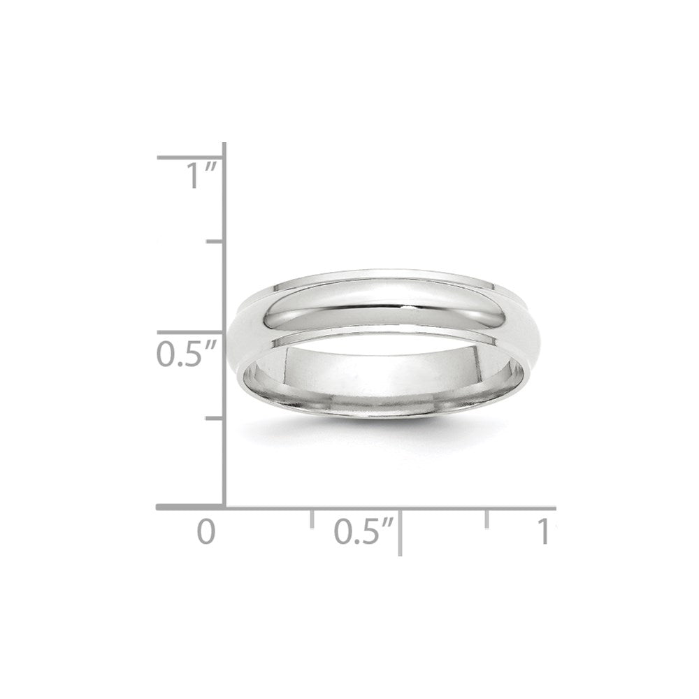 Solid 18K White Gold 5mm Half Round with Edge Men's/Women's Wedding Band Ring Size 5.5