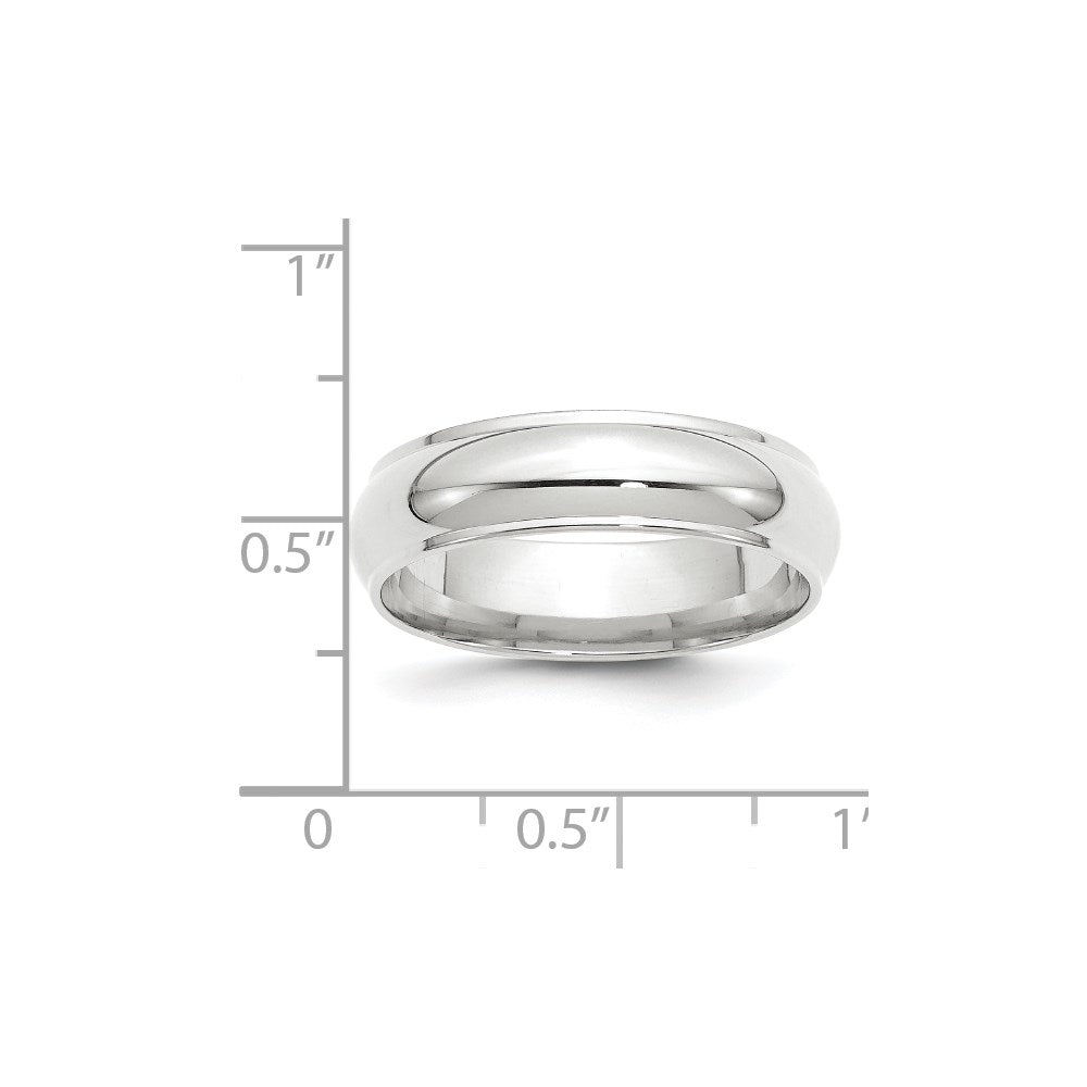 Solid 18K White Gold 6mm Half Round with Edge Men's/Women's Wedding Band Ring Size 13